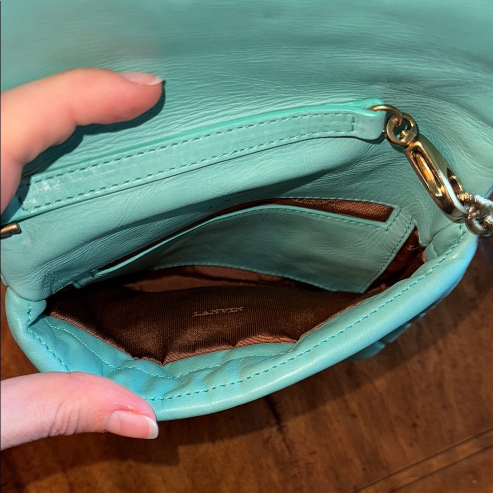 Teal Leather Lanvin Quilted Crossbody Bag - Picture 6 of 6